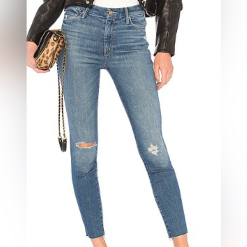 MOTHER High Waisted Looker Ankle Fray in Wild Sz 26 Sold out on Revolve $238